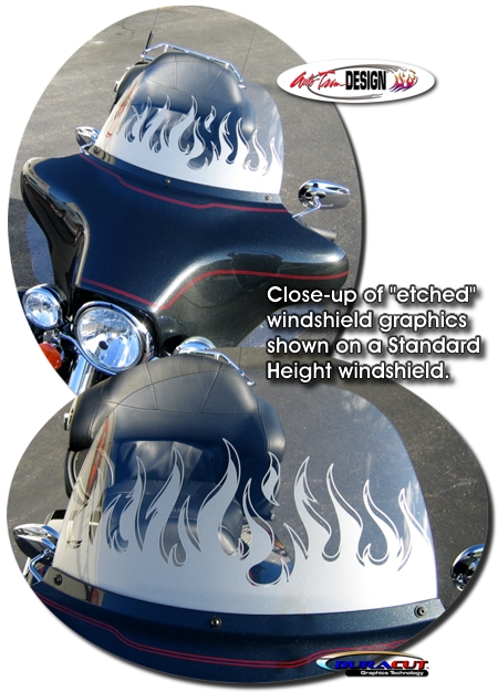 Etched Flame Graphics Windshield Kit 1 for Harley-Davidson 