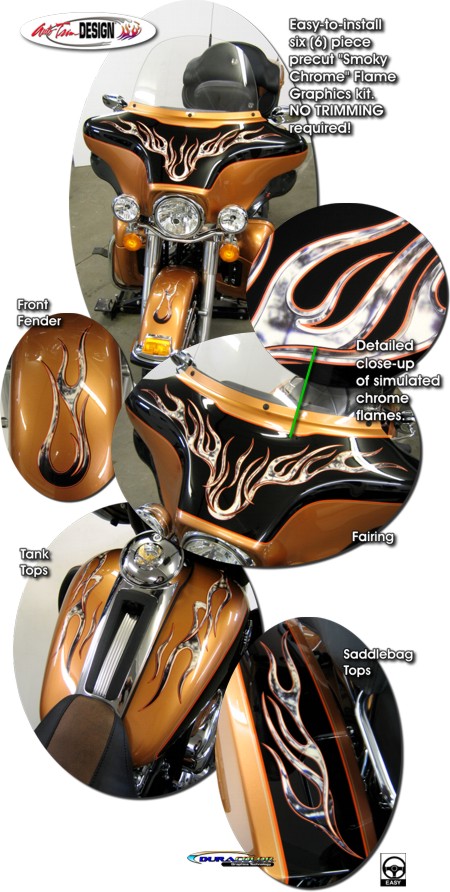 Smoky Chrome Flame Graphics Kit 1 for Harley-Davidson ...