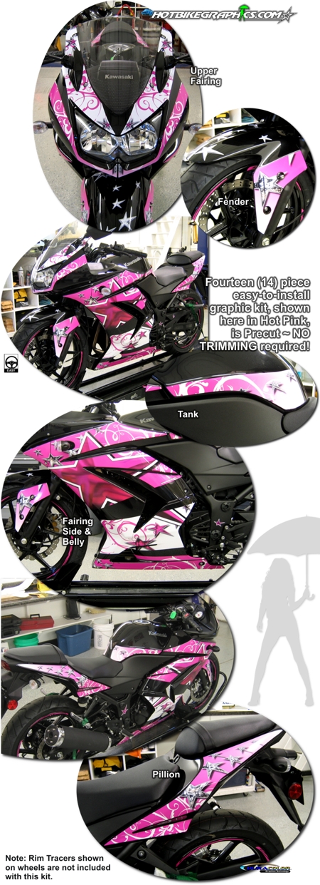 Factory Effex 15-54110 Lower Graphic Kit for Kawasaki Ninja 250R 