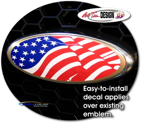 Patriotic US Flag Oval Decal 1 for Ford