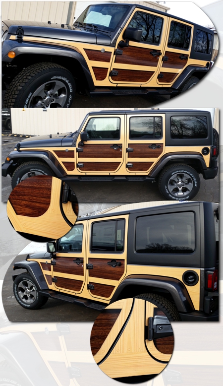 Jeep Wrangler Unlimited Wood Panel Graphics Kit 1 - Woody, Moab, Sahara,  Sport, Willys, Rubicon