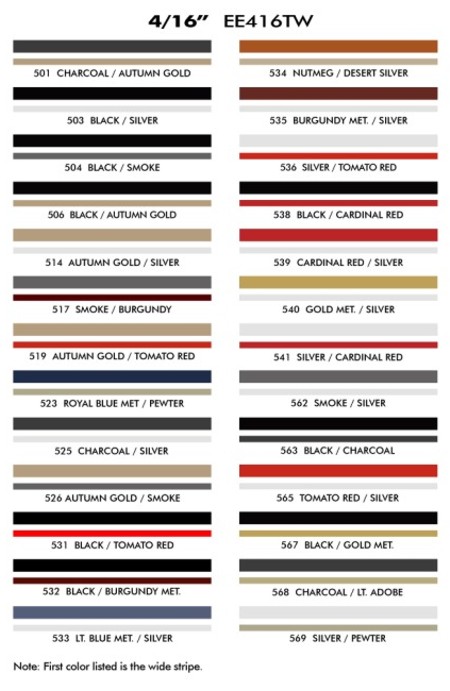 Pinstripe Colors Charts